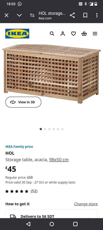 Photo of free IKEA hol storage box 98cm x 50cm (Walkley, Sheffield) #1