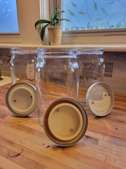 Photo of free three glass pantry canisters (Somerville (Union Sq)) #2