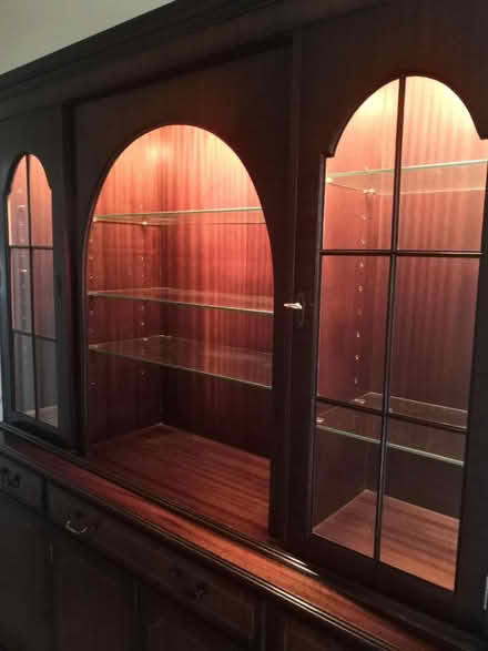Photo of free Dark wood display cabinet (Burnham) #2