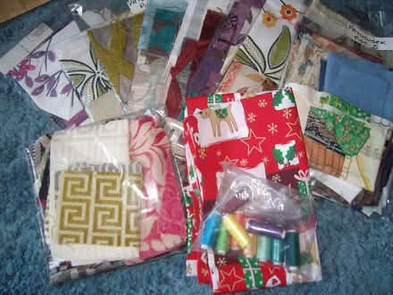 Photo of free Craft supplies - small pieces of fabric and cotton (Great Moor SK2) #1