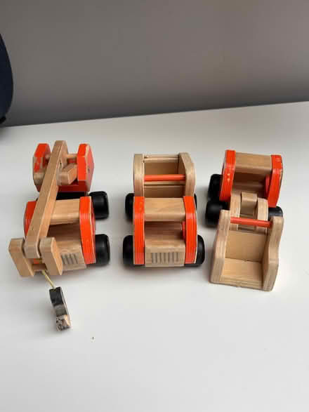 Photo of free 3 x wooden toy trucks (Borrowash DE72) #1