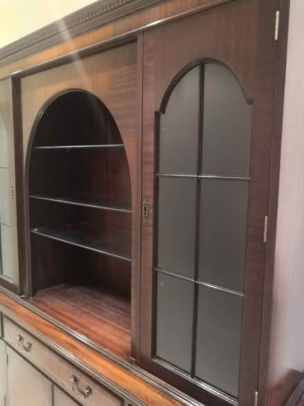 Photo of free Dark wood display cabinet (Burnham) #4