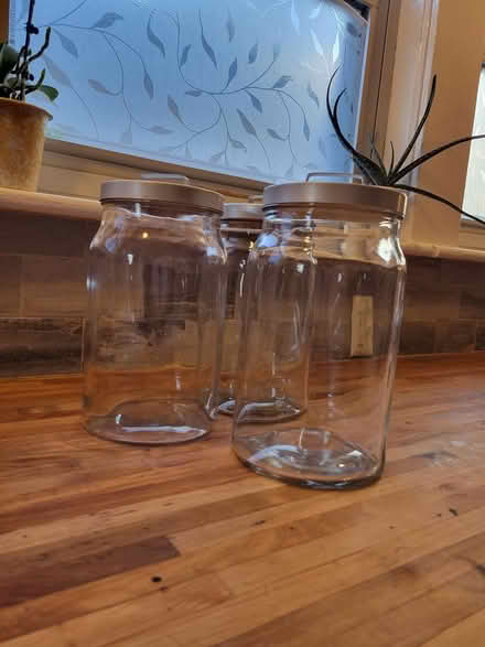 Photo of free three glass pantry canisters (Somerville (Union Sq)) #3