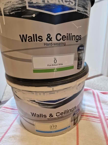 Photo of free 2x used 10 Litre tubs of paint (Baldock, Clothall Common SG7) #2