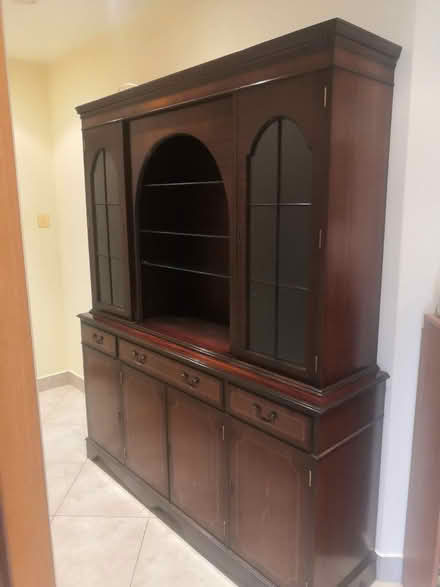 Photo of free Dark wood display cabinet (Burnham) #1