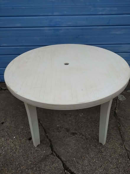 Photo of free White plastic patio table (Lower Morden SM4) #1