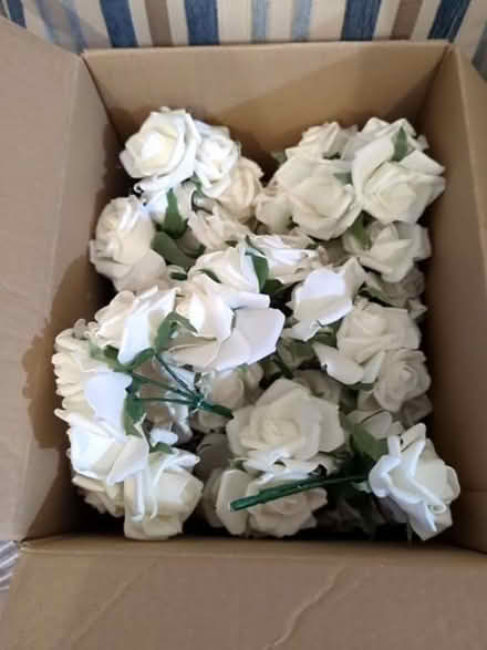 Photo of free Box of fake white roses (Deganwy LL31) #1