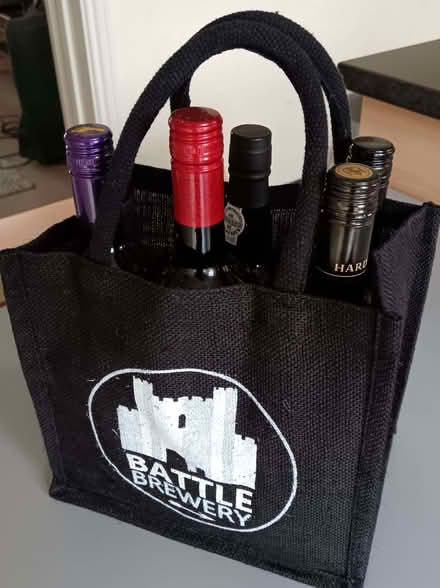 Photo of free Small Black Hessian Bag with bottle insert (Royston SG8) #3