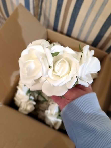 Photo of free Box of fake white roses (Deganwy LL31) #2