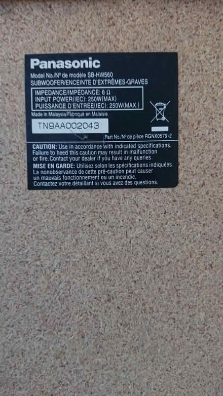Photo of free Panasonic subwoofer (Orpington BR5) #2