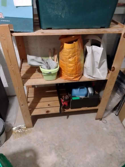 Photo of free 2 x wooden slatted shelves for garage or shed (Penrith CA11) #1