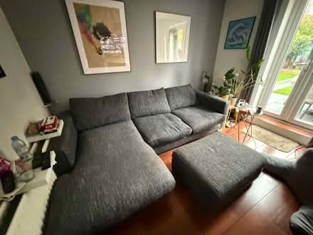 Photo of free Corner Sofa + storage foot stool (Earlswood RH1) #1