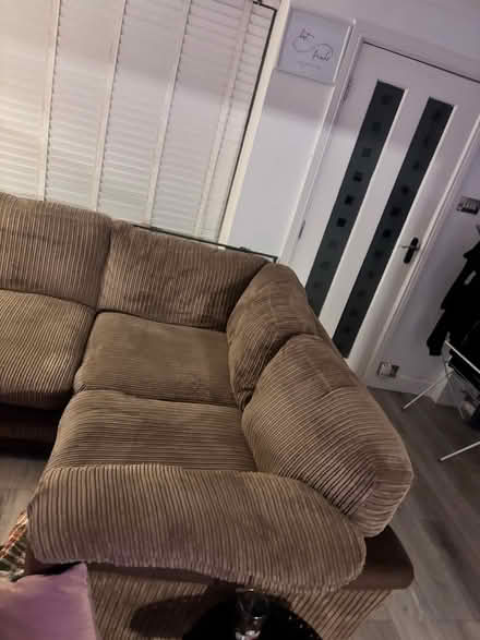 Photo of free Brown cord corner sofa (MK45) #2