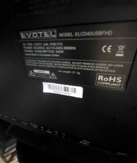 Photo of free Evotel 40" TV for parts or repair. No picture (Hertford Heath SG13) #2