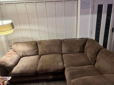 Photo of free Brown cord corner sofa (MK45) #1