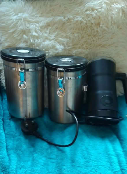 Photo of free milk frother and two airtight coffee tins (Mark Hall South CM20) #1