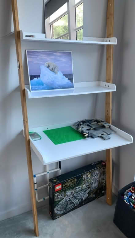 Photo of free Tall leaning bookshelf / desk (W6) #1