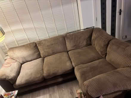 Photo of free Brown cord corner sofa (MK45) #3