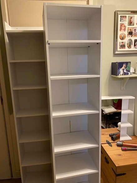 Photo of free Small white bookcase tall but not wide. (Portslade Village BN41) #1