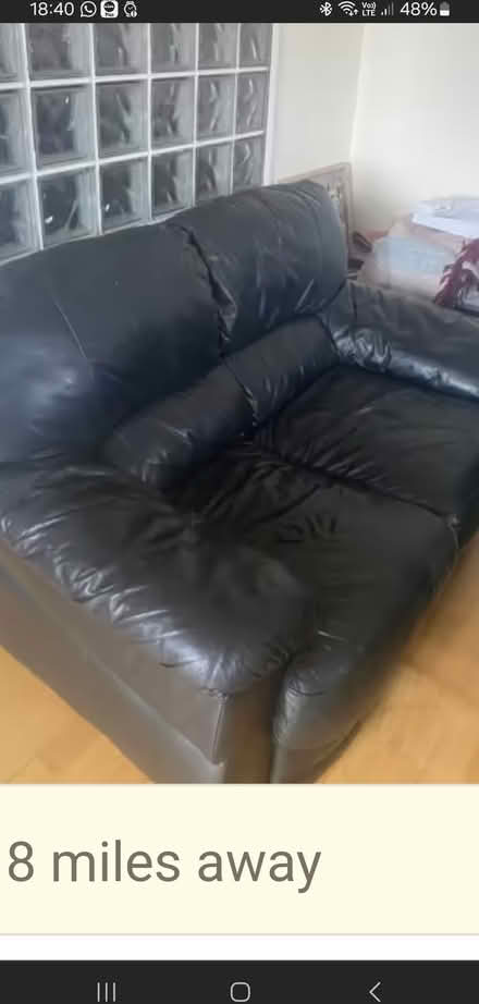 Photo of free 2 seater leather sofa black (Harrow HA1) #2