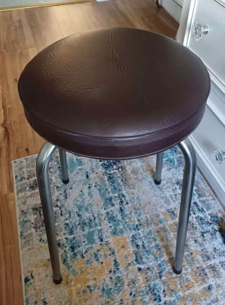 Photo of free Brown faux leather 3 silver legged stool in good condition. (Kenilworth CV8) #3