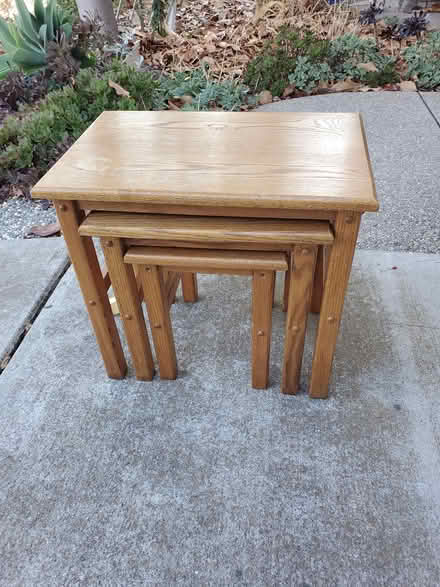 Photo of free Nesting oak side table (Fremont, near downtown BART) #1