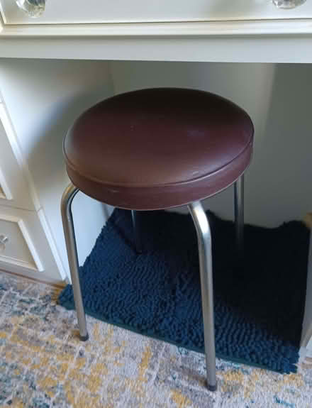 Photo of free Brown faux leather 3 silver legged stool in good condition. (Kenilworth CV8) #1