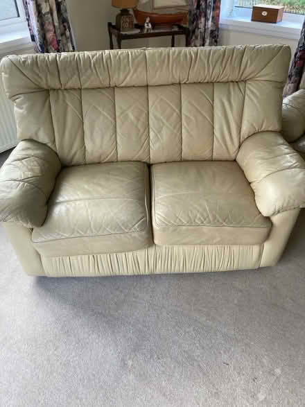 Photo of free 3 seater + 2 seater leather couch (Leadburn EH46) #1