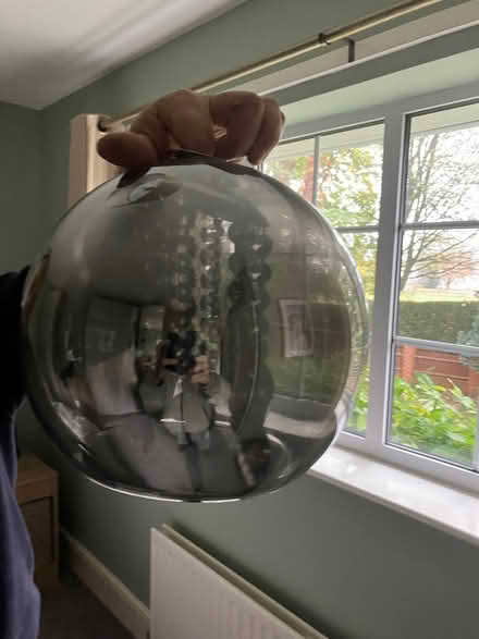 Photo of free Smoked glass globe light with decorative crystal interior (Willaston CW5) #3