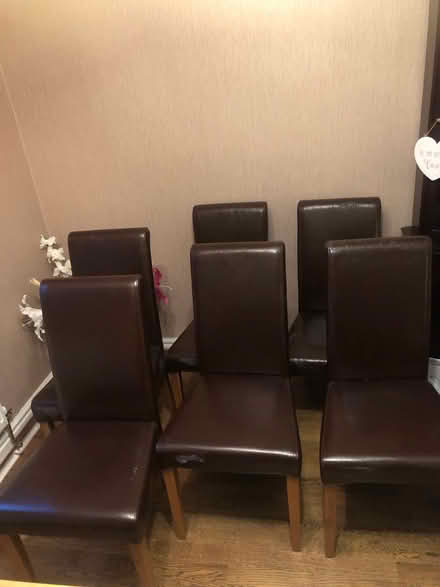 Photo of free Dining Chairs - SIX Brown Faux Leather (Penketh WA5) #1