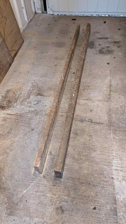 Photo of free Two wooden planks 7ft6in long, 6in wide, 2in and 1.5in deep (Ellenbrook M28) #1