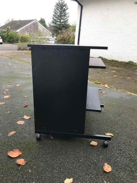 Photo of free Black three shelved computer desk or just a desk on castors (Arnside LA5) #4