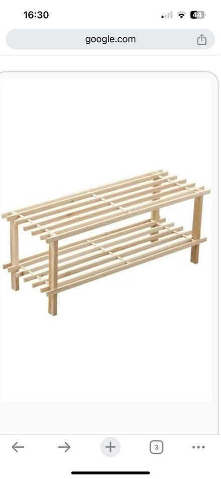 Photo of free Two tier wooden shoe rack (Weybridge) #2