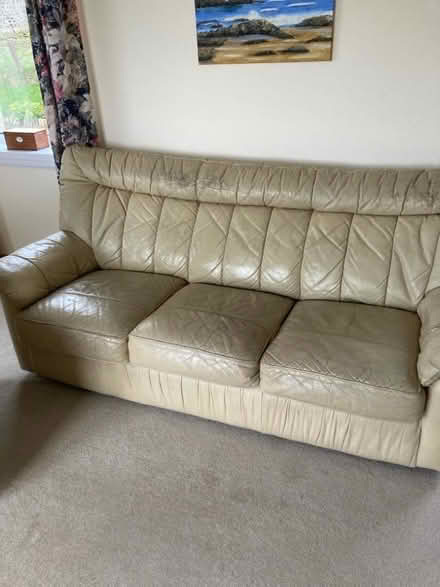 Photo of free 3 seater + 2 seater leather couch (Leadburn EH46) #3