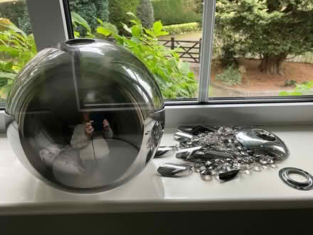 Photo of free Smoked glass globe light with decorative crystal interior (Willaston CW5) #2