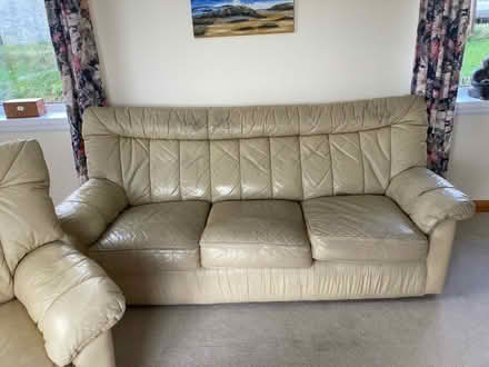 Photo of free 3 seater + 2 seater leather couch (Leadburn EH46) #3