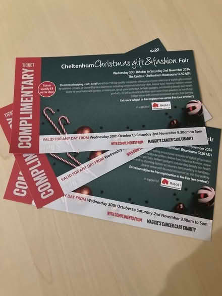 Photo of free Ticket x3 Chelteham Gift & Fashion Fair (Woodmancote GL52) #1