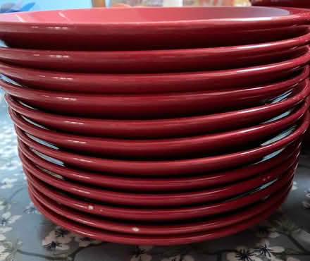 Photo of free Set of red crockery - dinner plates, side plates and bowls (Dursley GL11) #2