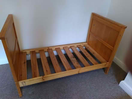 Photo of free Pine toddler bed with optional cot sides (West Oxfordshire OX28) #2