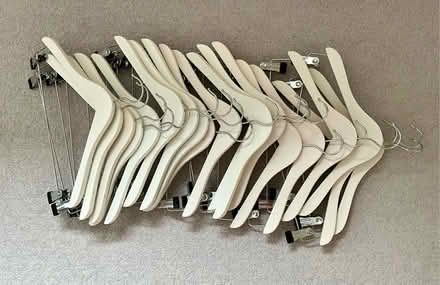 Photo of free White Company white wooden clip hangers x 18 (Arborfield Garrison RG2) #1