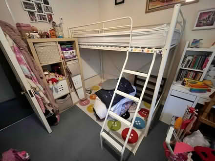 Photo of free High sleeper metal bed (white) (Cookham Dean, SL6) #1