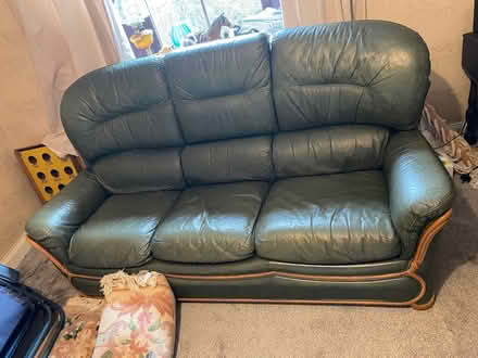Photo of free Green leather sofa (Murton/Hilton CA16) #1