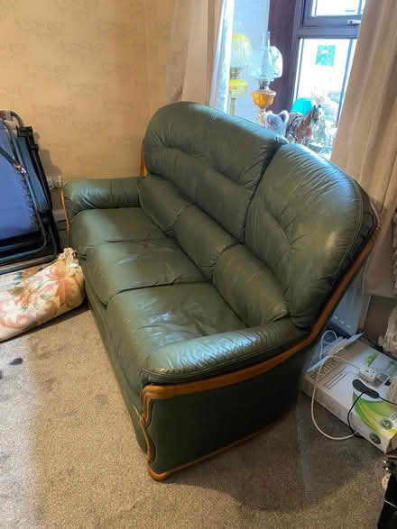 Photo of free Green leather sofa (Murton/Hilton CA16) #2