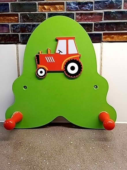 Photo of free Child's wooden coat hook, tractor themed (Weston) #1