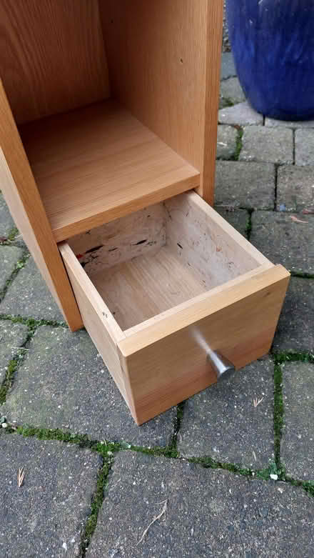 Photo of free Oak veneer CD tower with drawer (Hornby LA2) #2