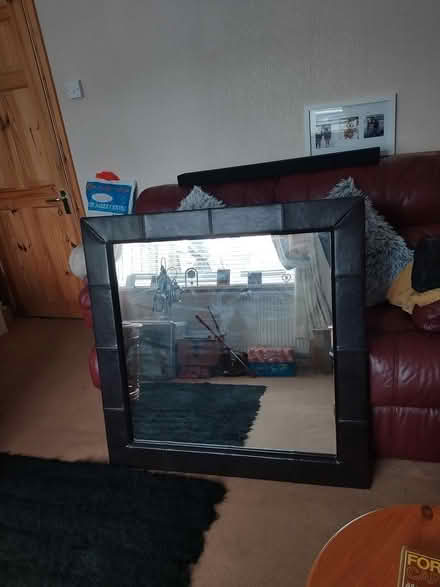 Photo of free Leather Framed Mirror 98cm x 98cm (Pilgrims Hatch CM15) #1