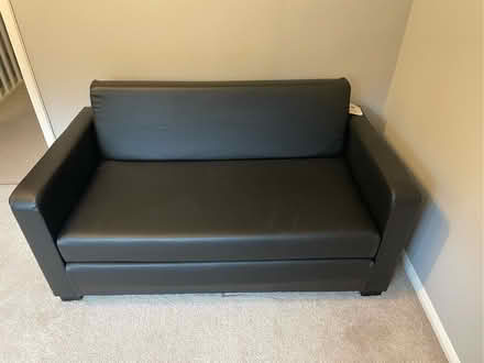 Photo of free Black faux leather sofa bed (Crown Wood RG12) #1