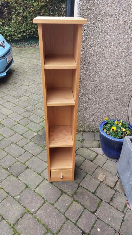Photo of free Oak veneer CD tower with drawer (Hornby LA2) #1