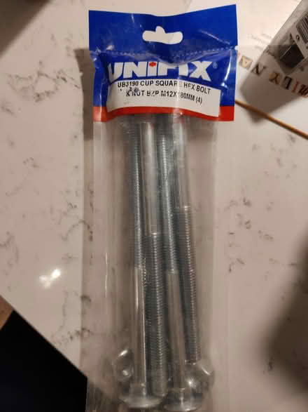 Photo of free M12 x 180mm Bolt and Nut set (SE24) #2