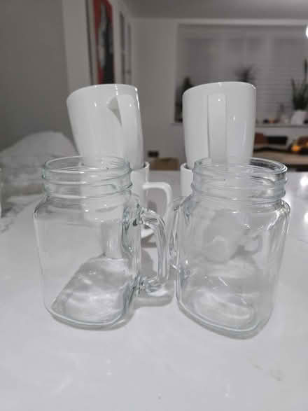 Photo of free 4 white mugs and 2 glass jars (Greenwich SE10) #1
